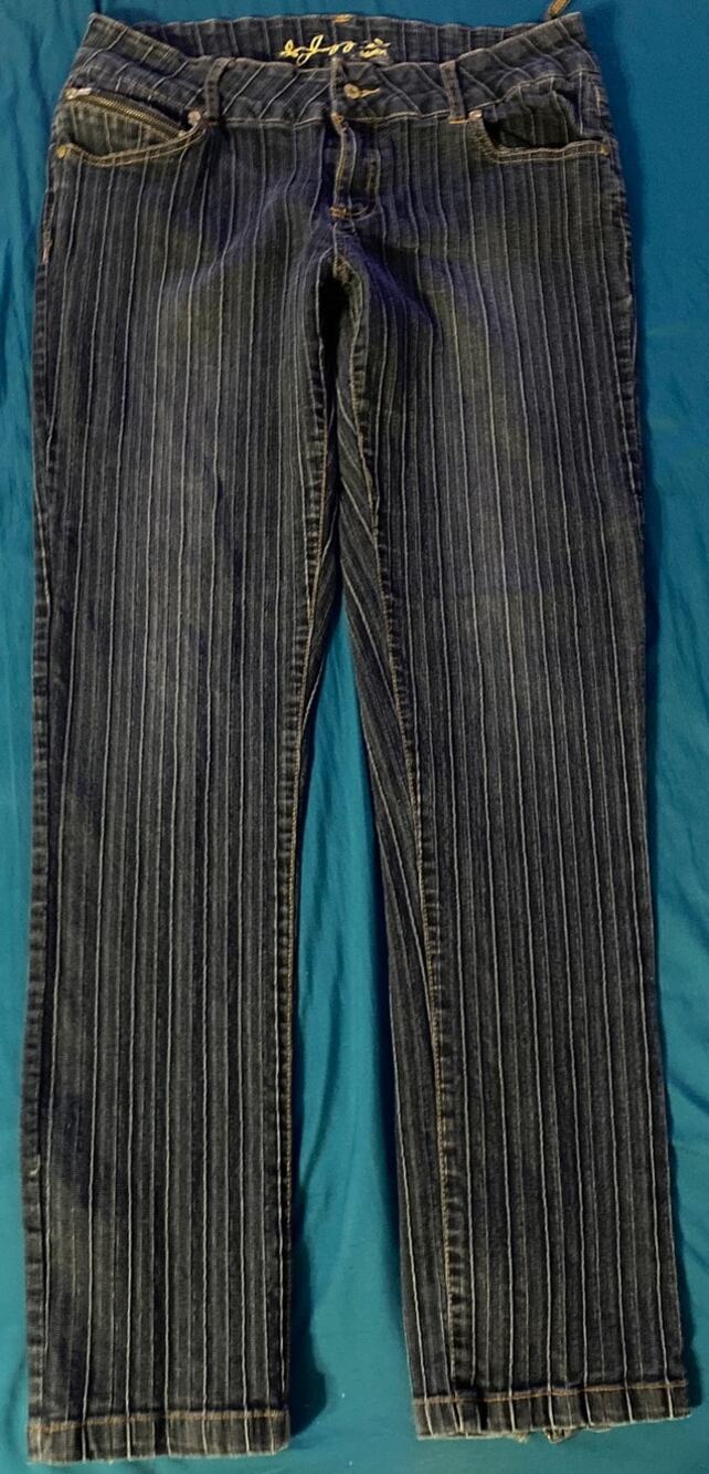 So Jazzie Stretch Pin Tuck Stitched Jeans Dark Wash Ankle Zip Size 9/10 Y2K